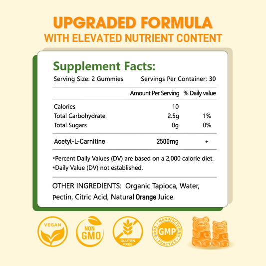 Sijigood acetyl L-carnitine gummies close-up shows chewy texture for easy consumption.