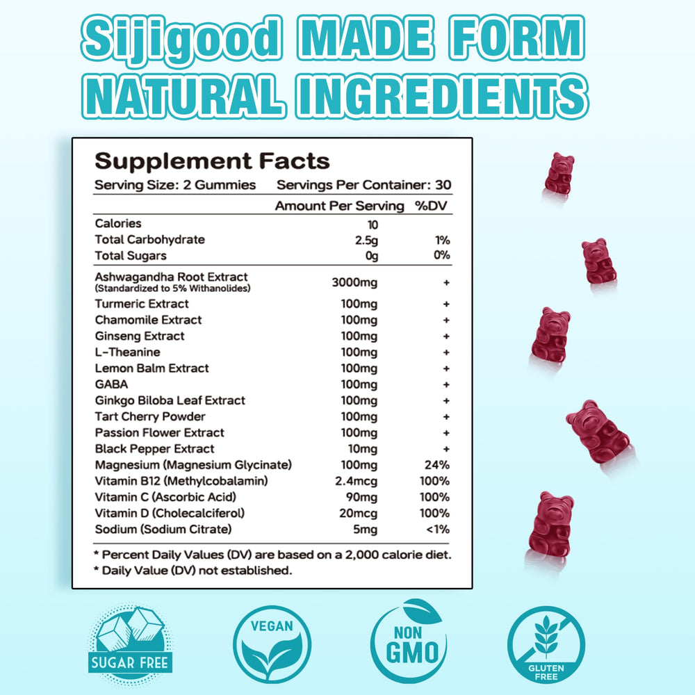 Close-up of Sijigood gummies with blueberry flavor aiding calm sleep