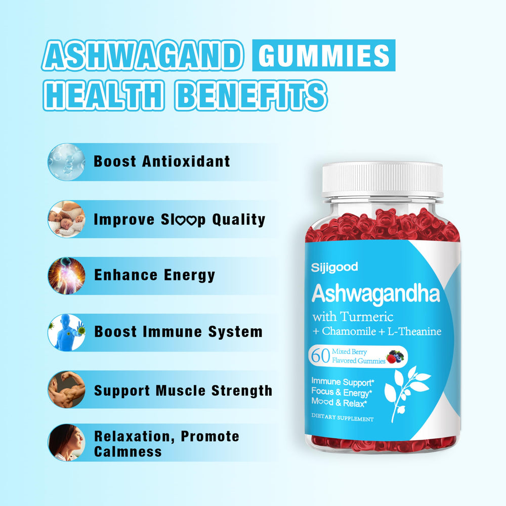 Sijigood Ashwagandha Gummies mixed berry flavor on surface