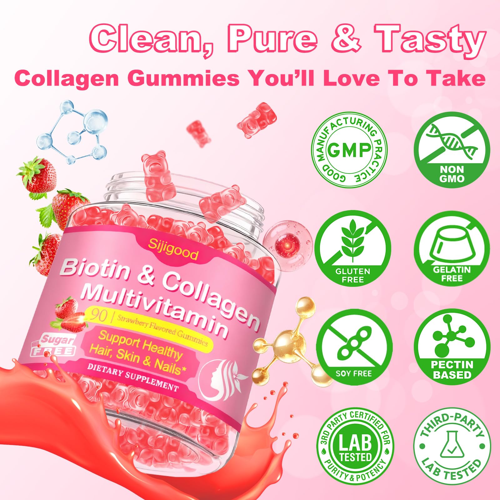Sijigood collagen gummies bottle on studio setup showing portability.