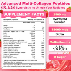 Sijigood collagen gummies ingredient label shows biotin and multi-collagen types for skin and hair.