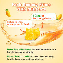 Sijigood iron gummies bottle pour highlights convenient daily serving.