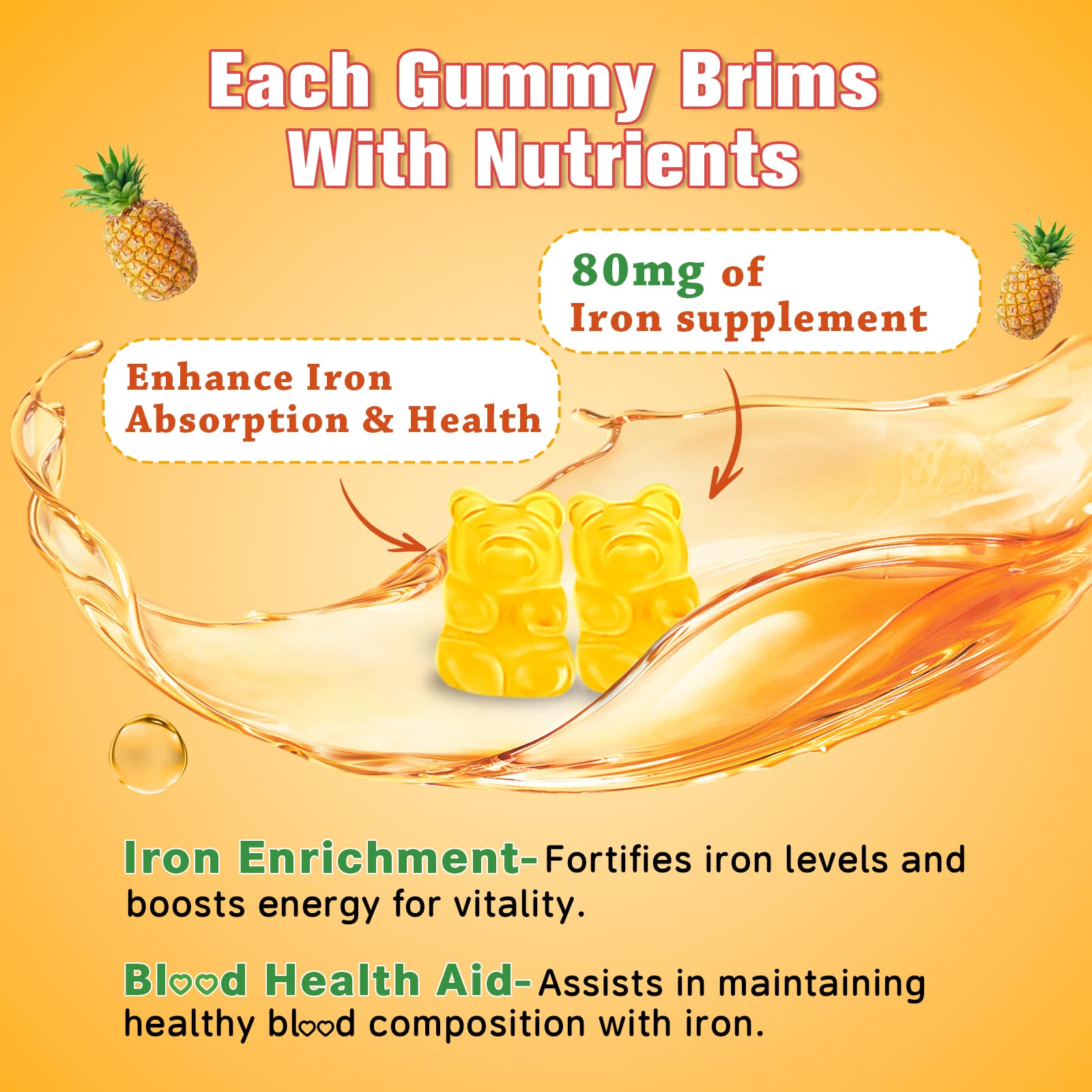 Sijigood iron gummies pineapple pack shows convenient two-pack option.