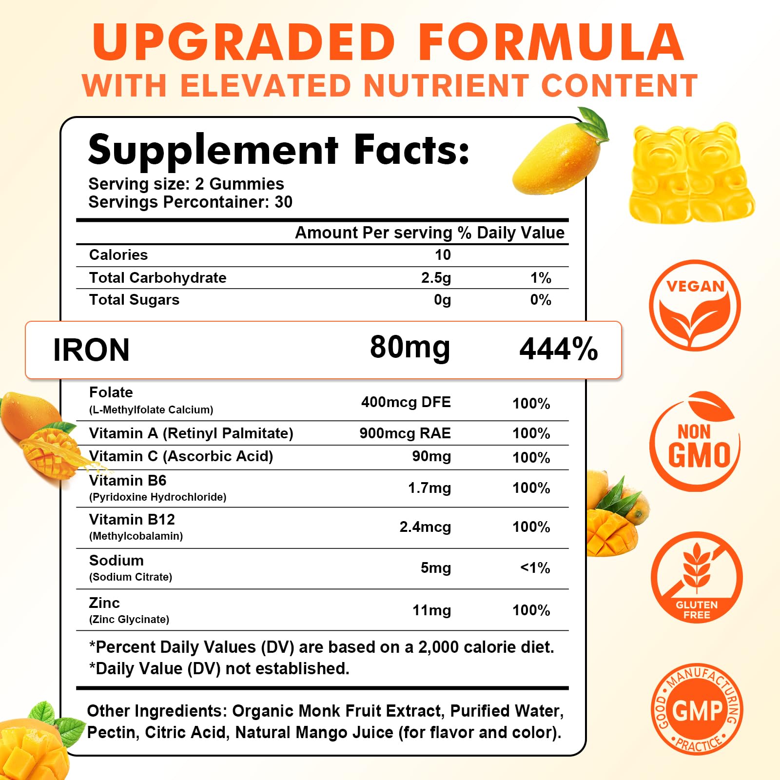 Sijigood iron gummies vegan label underscores cruelty-free formulation.