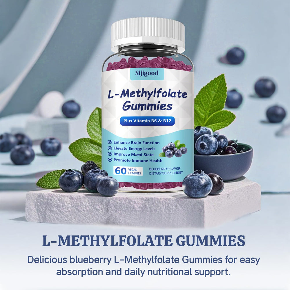 Sijigood L-Methylfolate gummies with blueberry flavor in bottle for easy daily dose
