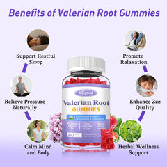 Sijigood valerian gummies strawberry pack suggests a soothing pre-bed ritual.