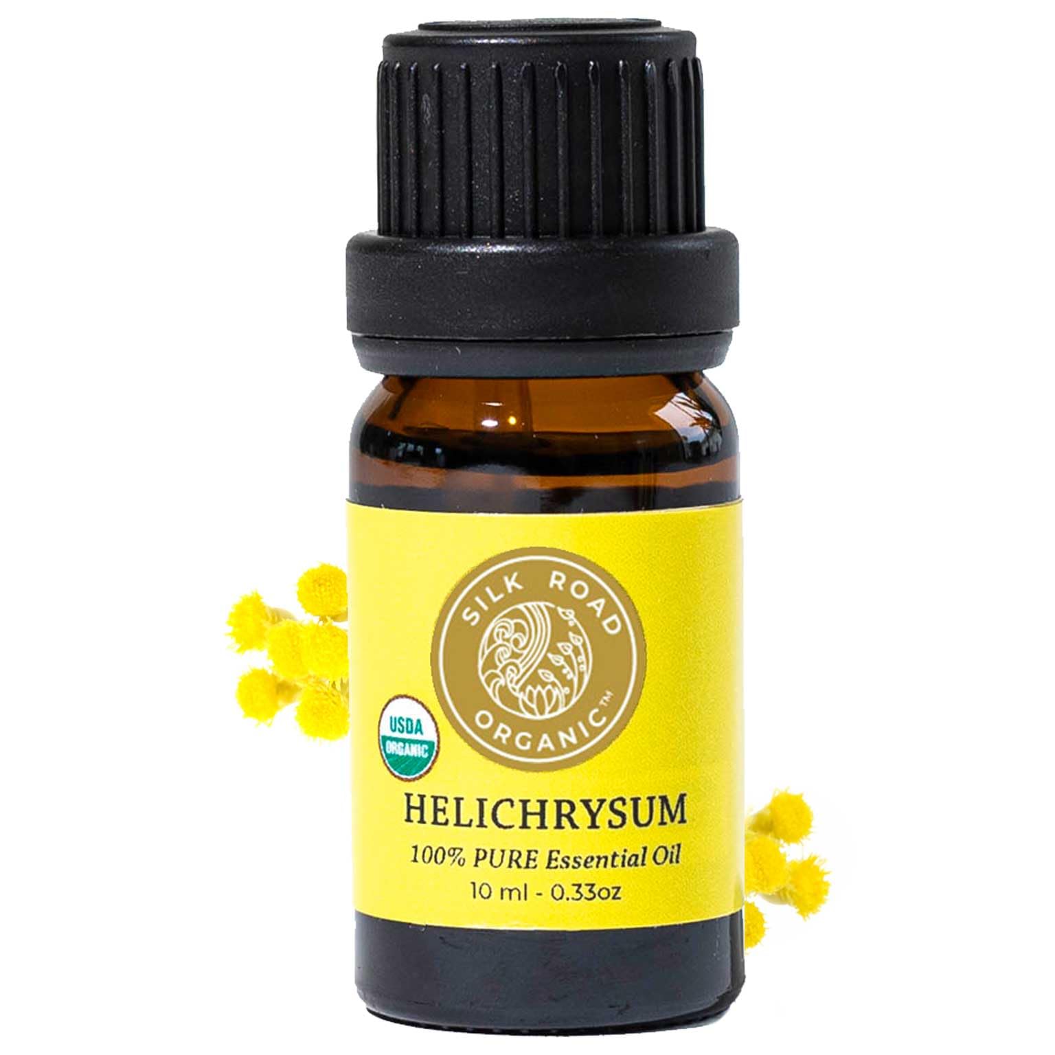 Silk Road Organic Helichrysum Italicum oil bottle with euro dropper for precise dosing