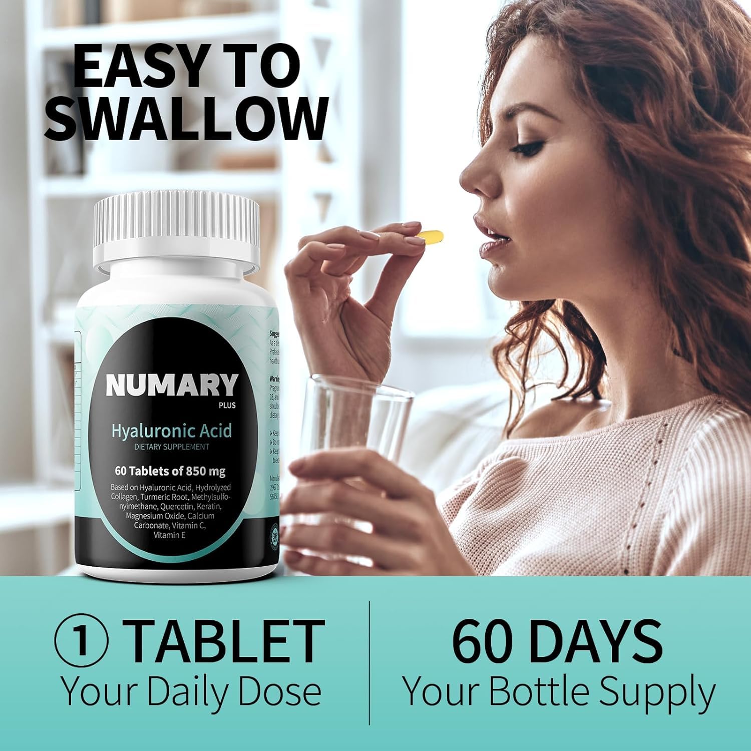 SILKMYST bottle and packaging on table showing 60 tablets, 2 month supply.