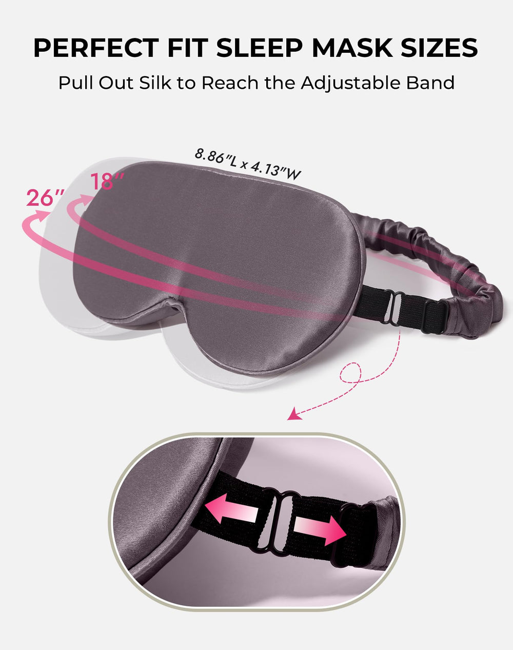 SilkSilky dark gray blackout eye mask in premium silk material