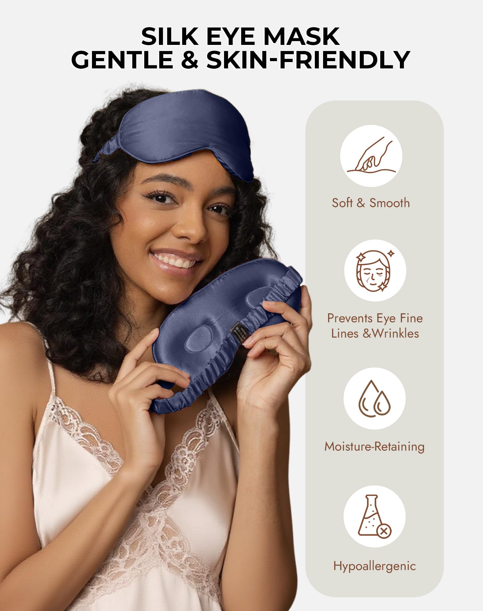 SilkSilky sleep mask adjustable strap secures light-blocking wear