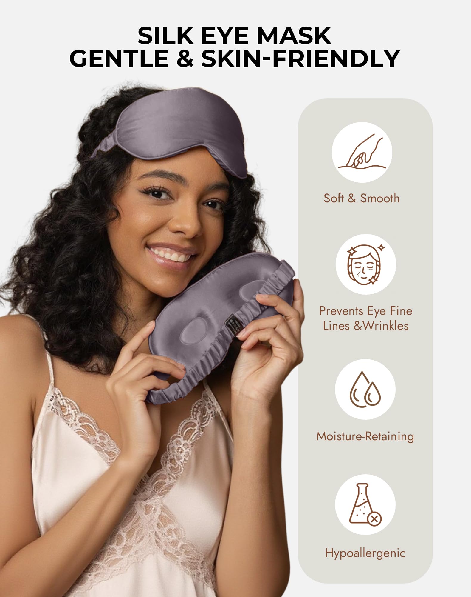 SilkSilky sleep mask with adjustable strap for a secure, hair-friendly fit