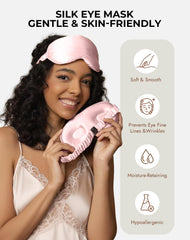 SilkSilky sleep mask with adjustable strap fits many head sizes securely.