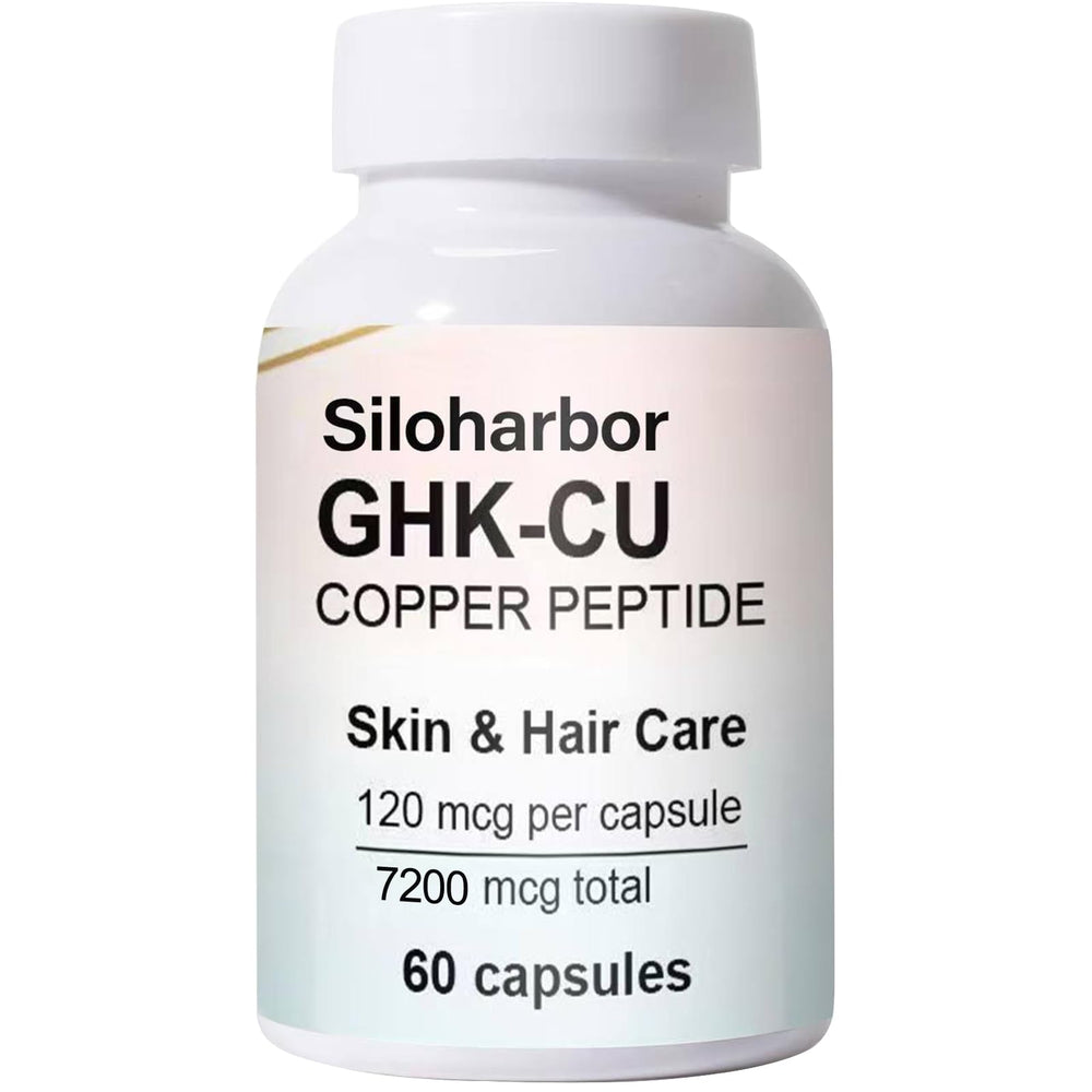 Siloharbor GHK-Cu bottle front for skin and hair support.