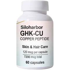 Siloharbor GHK-Cu bottle front for skin and hair support.