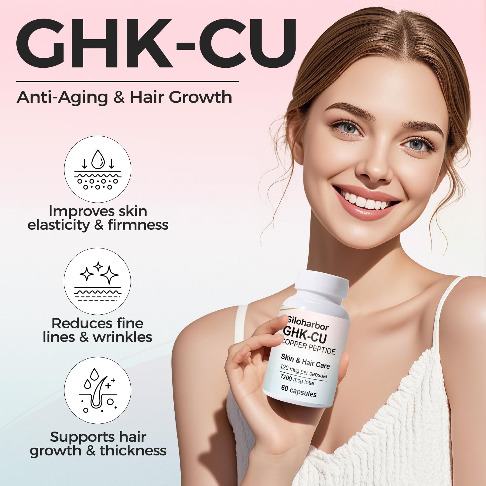 Siloharbor GHK-Cu ingredient list highlighting high-purity copper peptide.