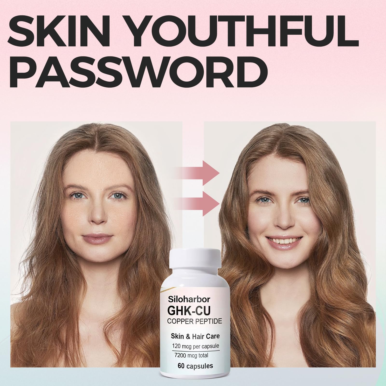 Siloharbor GHK-Cu vegan gluten-free badge indicating allergen-free formula.