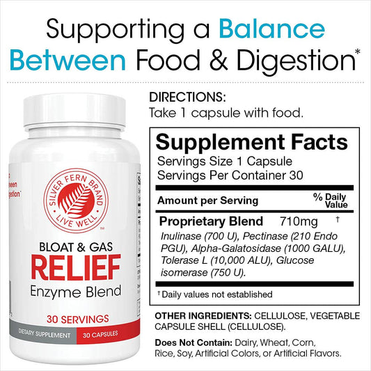 Close-up of Silver Fern capsules; convenient enzyme blend for meals.