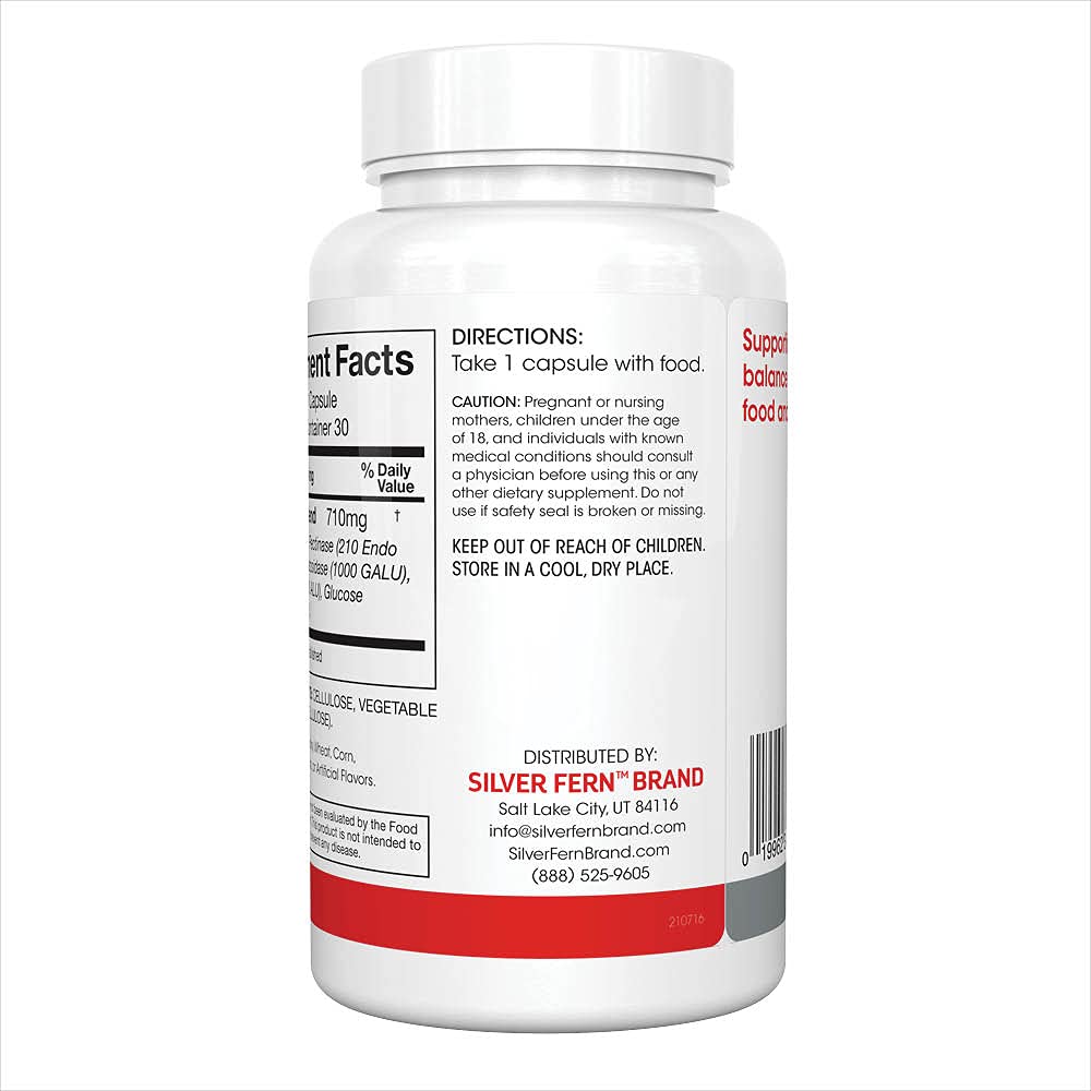 Silver Fern Bloat & Gas label view with 30 servings per bottle.