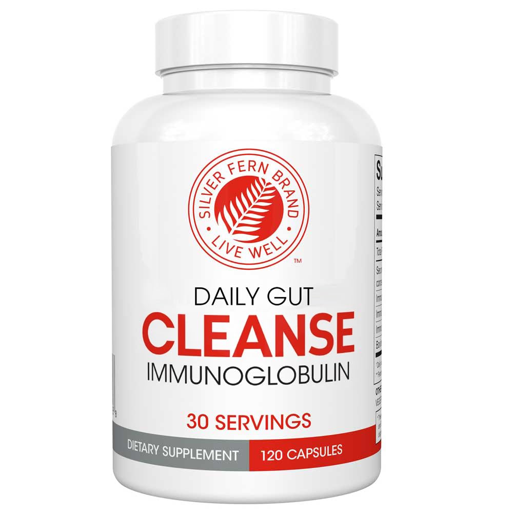 Silver Fern Cleanse bottle front view showing 120 capsules for daily gut comfort