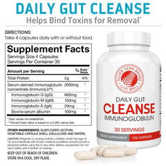 Silver Fern Cleanse capsules overview highlights IgG, IgA, IgM ingredients.