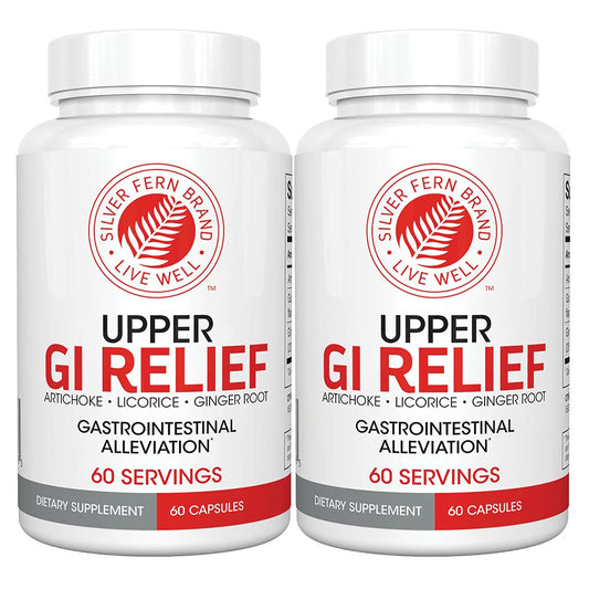 Silver Fern GI Relief bottle front shows a natural herbal option for daily digestive comfort.