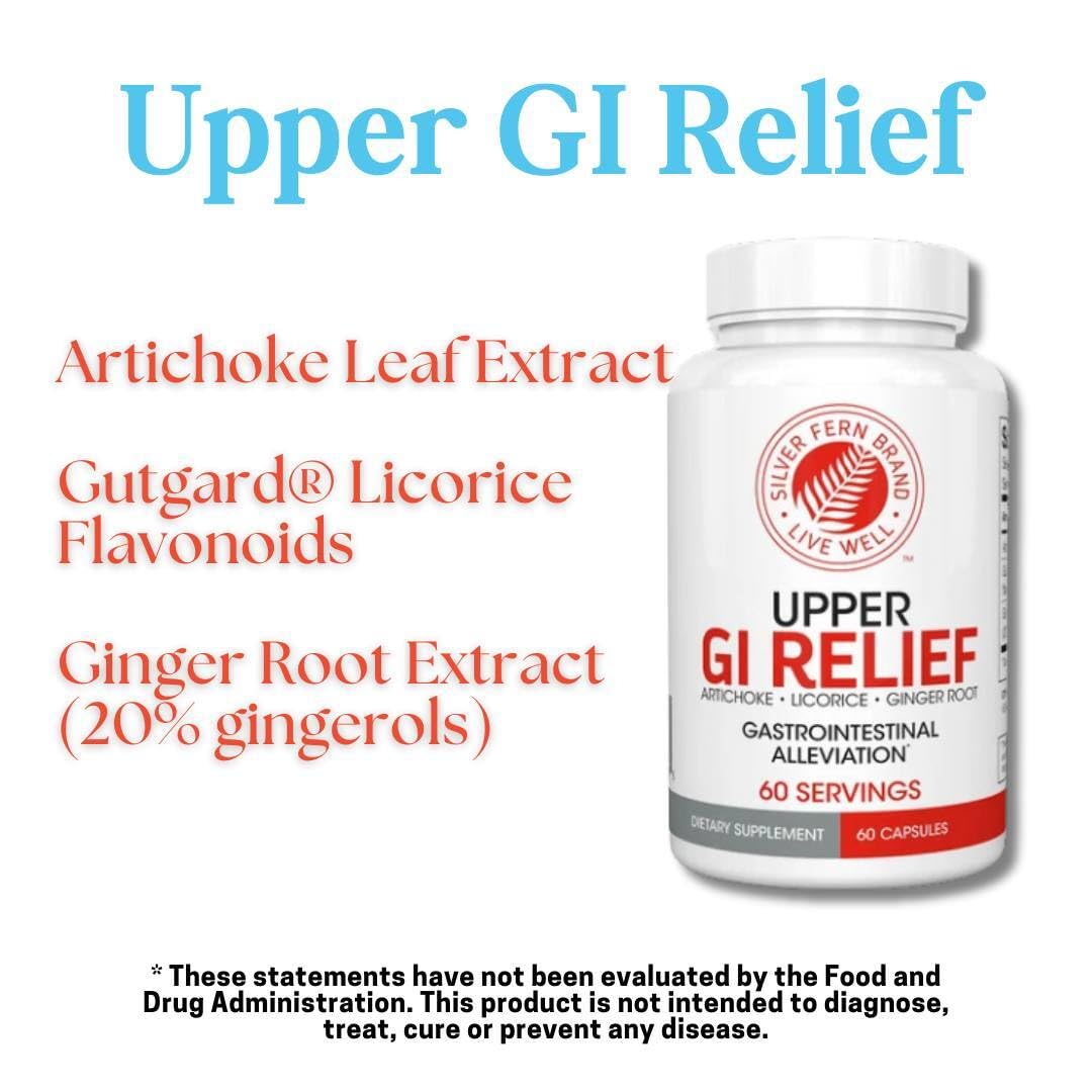 Silver Fern GI Relief bottle on kitchen counter suggests daily wellness routine.