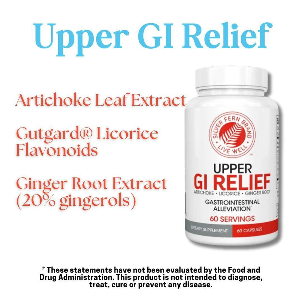 Silver Fern GI Relief bottle on kitchen counter suggests daily wellness routine.