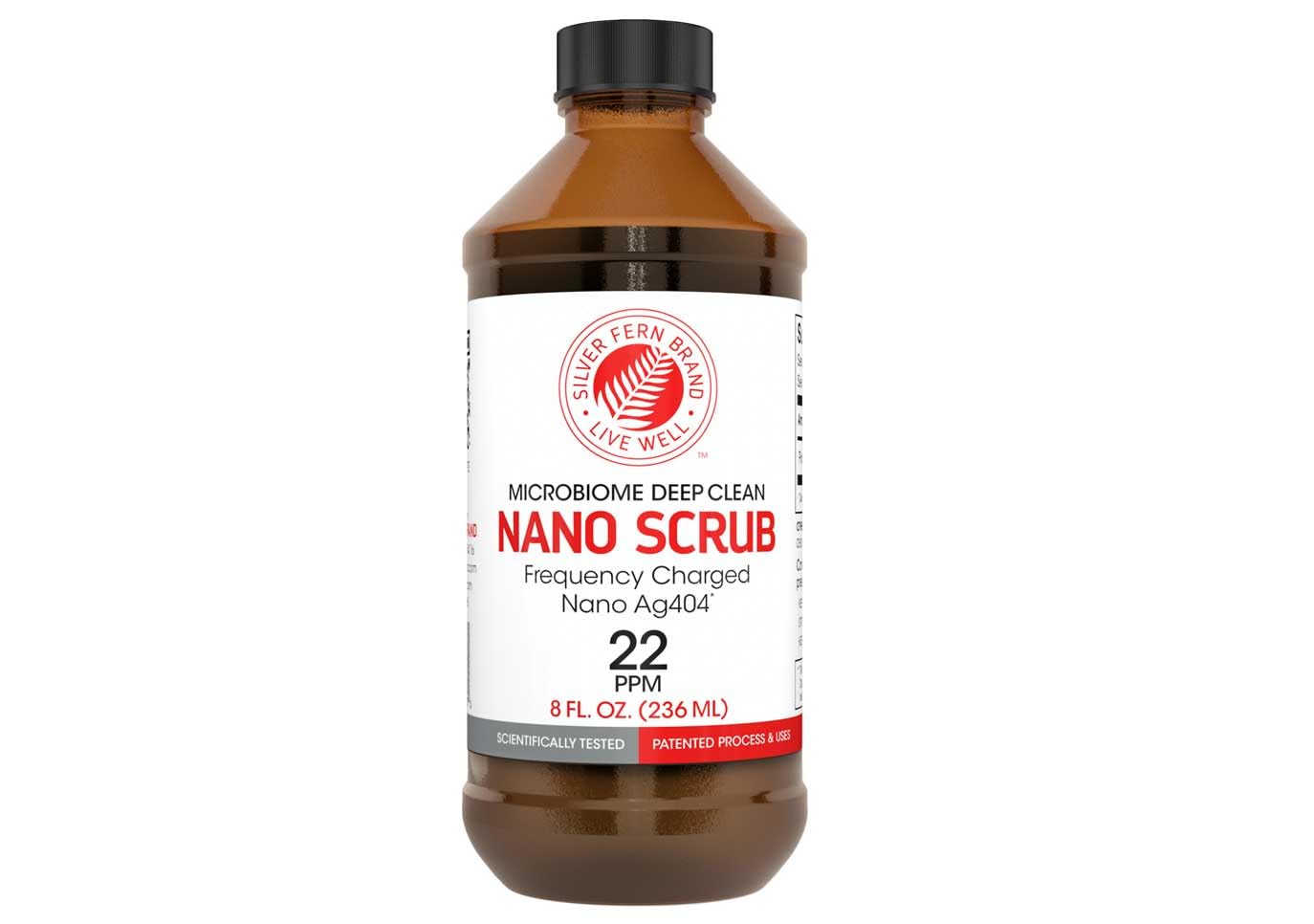 Silver Fern Nano Scrub bottle pour shows easy-dispense action for daily use.