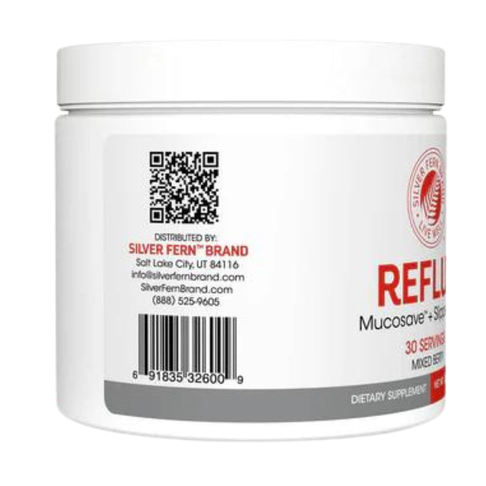Reflux Peach Mango tub with scoops for a 30-day supply