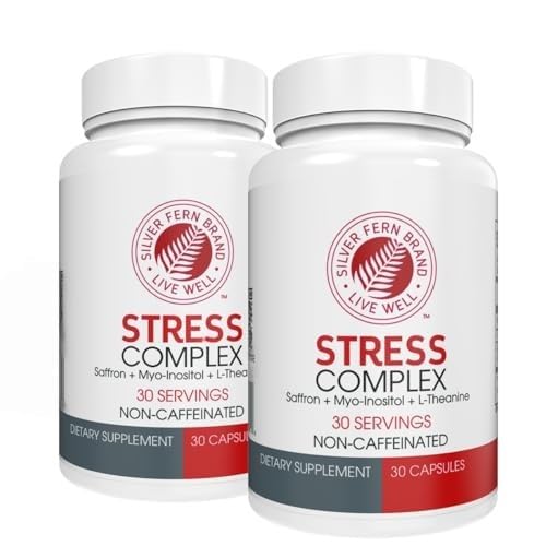 Silver Fern Stress Complex bottle front view, caffeine-free stress support at a glance
