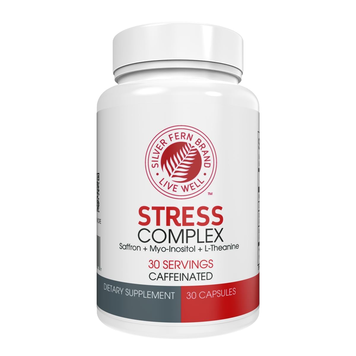 Silver Fern Stress Complex bottle front suggests daily calm and focus.