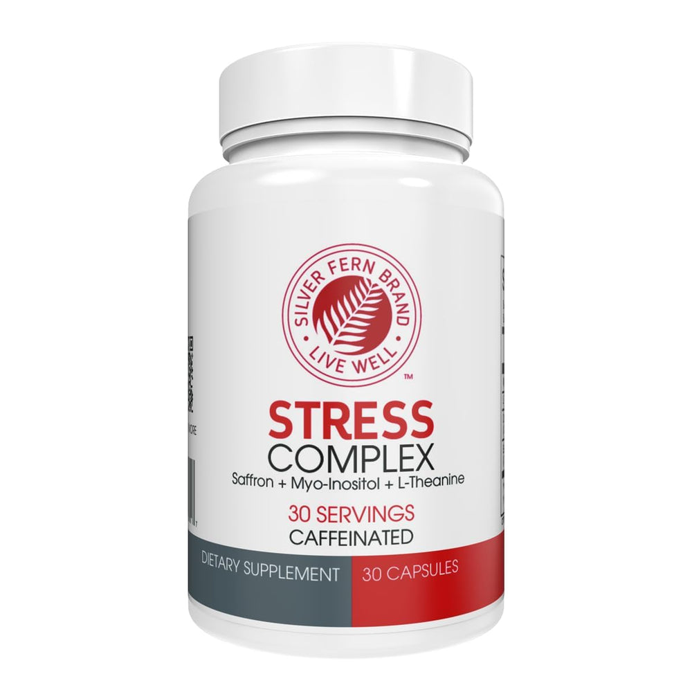 Silver Fern Stress Complex bottle front suggests daily calm and focus.