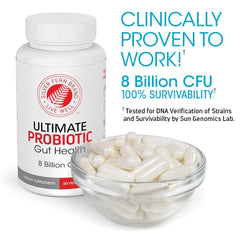 Silver Fern Ultimate Probiotic graphic lists Bacillus coagulans SC-208 and allies