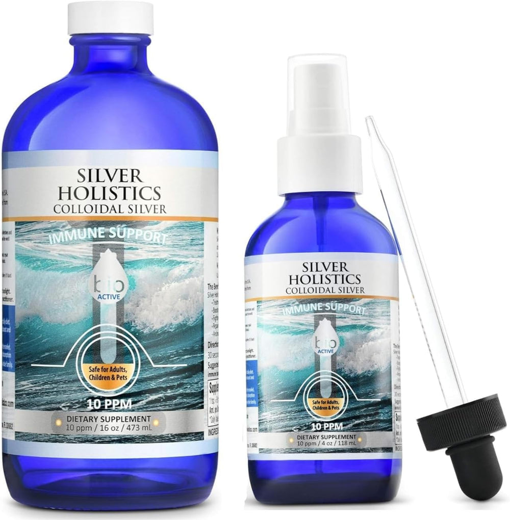 SILVER HOLISTICS colloidal silver spray 4oz for easy, even mist application.