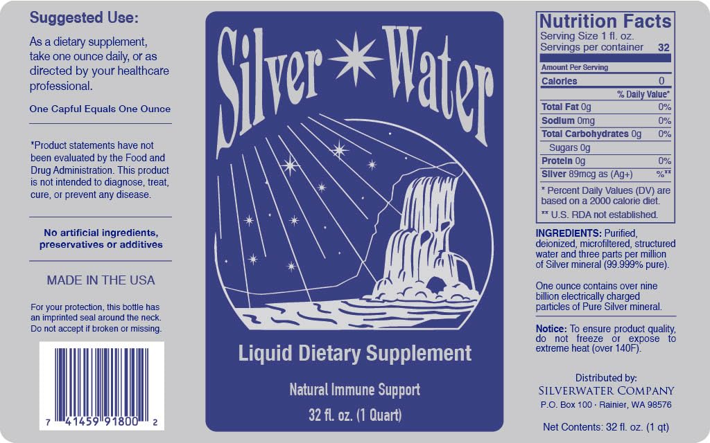 Wayne Rowland Silver Water Original Formula bottle closeup showing purity label and professional-grade quality.