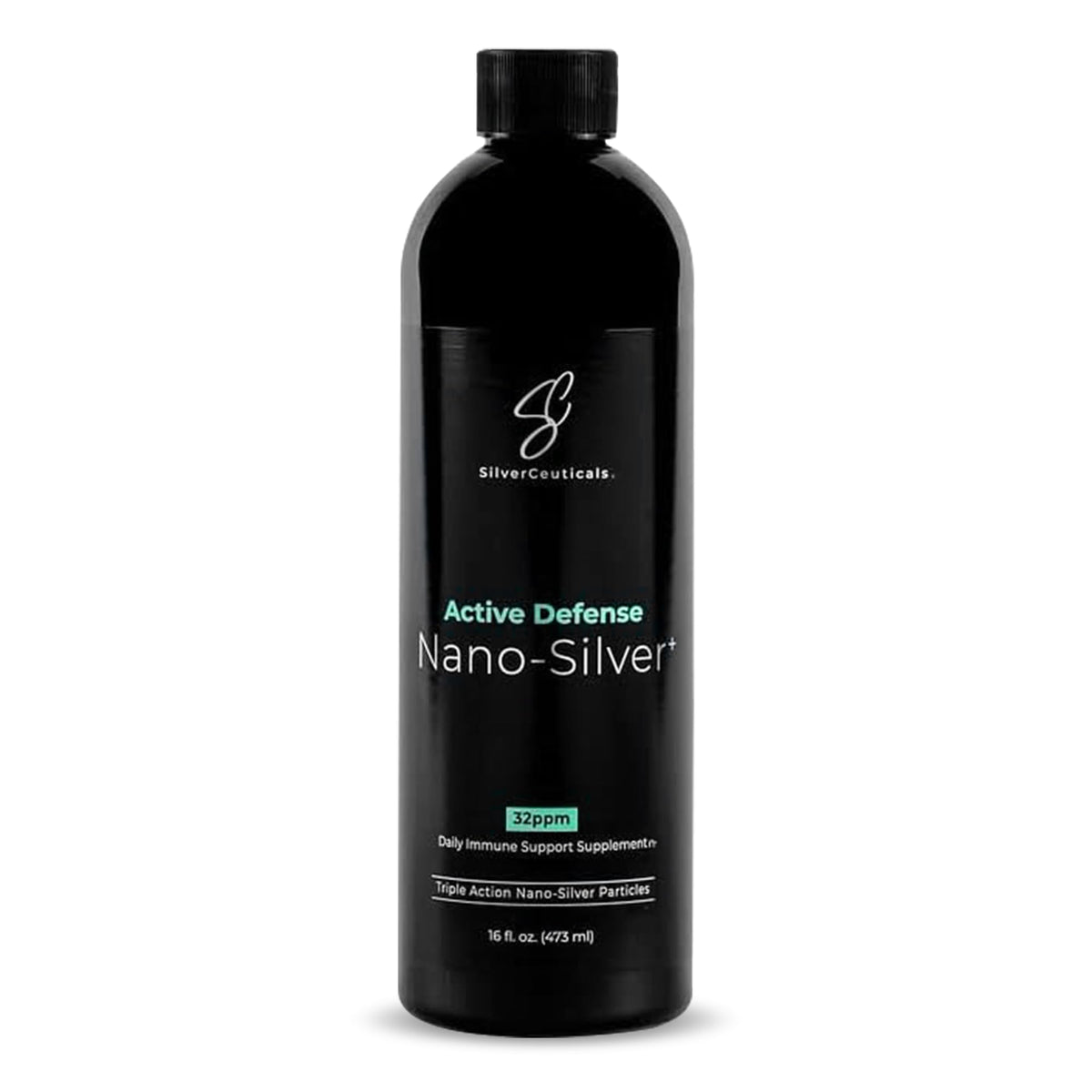 SilverCeuticals nano colloidal silver bottle 32ppm for immune support.