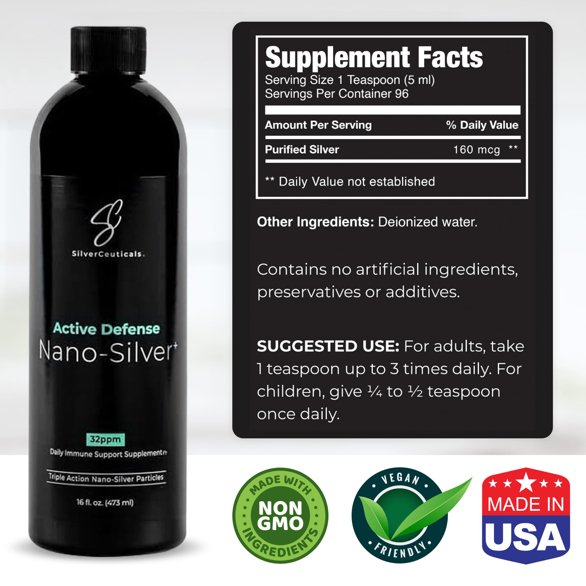SilverCeuticals nano silver particles close-up showing enhanced surface contact.