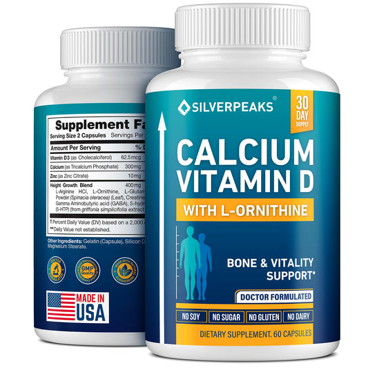 Silverpeaks calcium bottle with capsules for daily bone support.