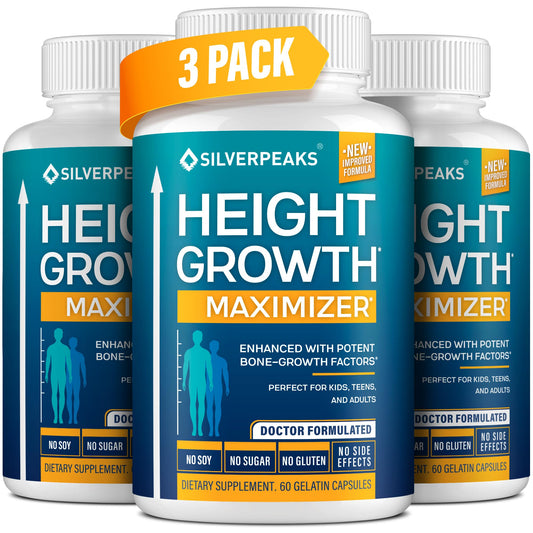 SILVERPEAKS Growth Capsules bottle for natural height support and bone strength.