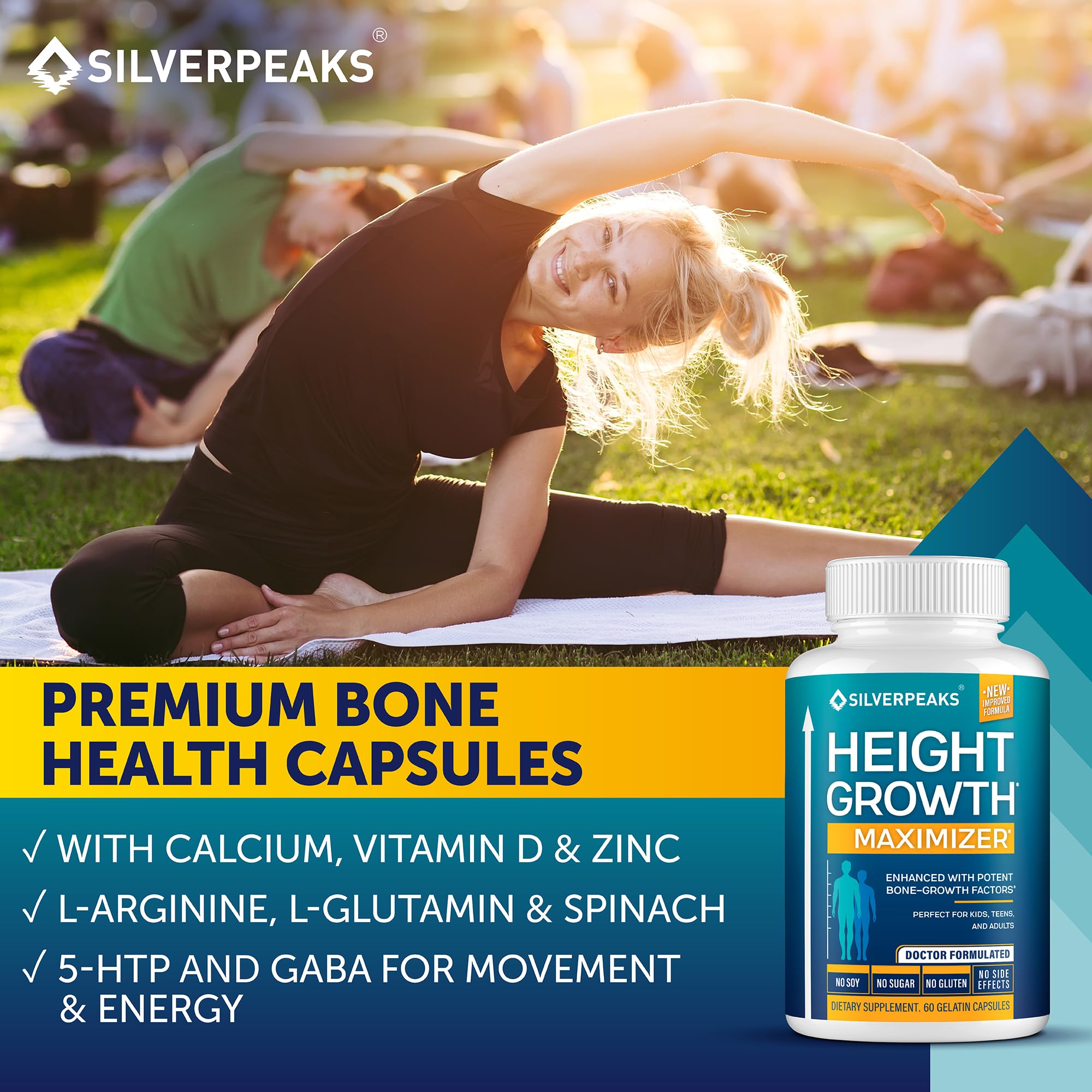 SILVERPEAKS Growth Capsules packaging suggesting family-friendly use.