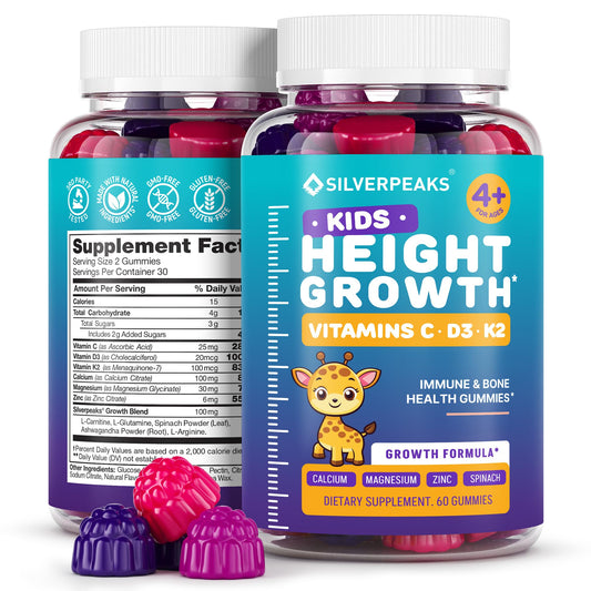 SILVERPEAKS height growth gummies for kids jar ready for daily use