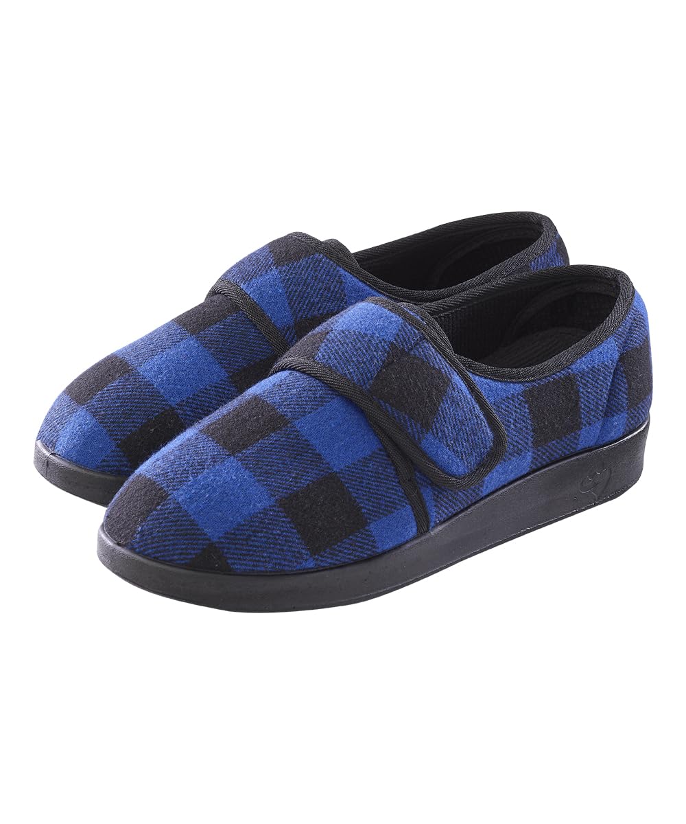 Silvert's Adaptive men's slippers front view showing wide fit for easy wear and daily comfort.