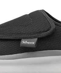 Silvert's black diabetic-adaptive walking shoes designed for daily comfort and stability.