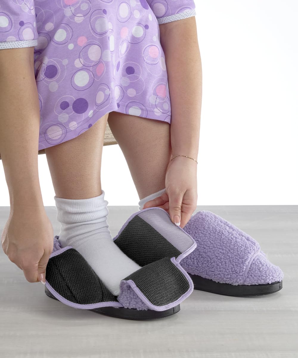 Silvert's slippers with wide strap for easy-on/easy-off wear.