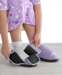 Silvert's slippers with wide strap for easy-on/easy-off wear.