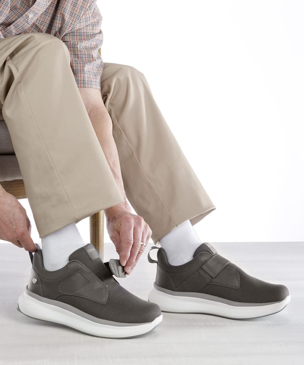 Silvert's Easy Wear extra wide walking shoe graphite supports orthotics for added comfort.