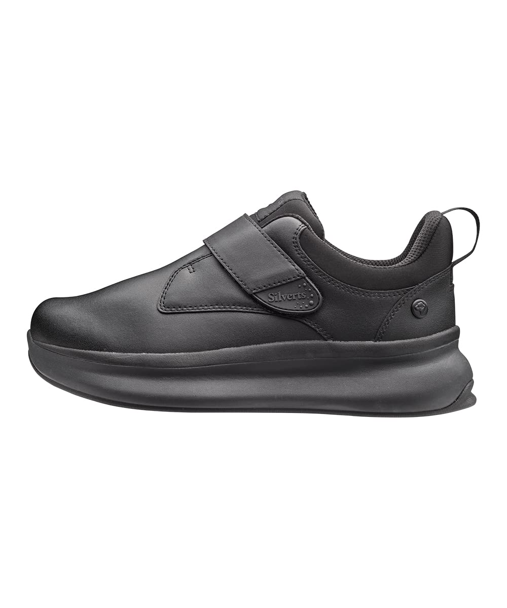 Silvert's Easy Wear extra wide walking shoes for men with a black strap for secure, easy wear.
