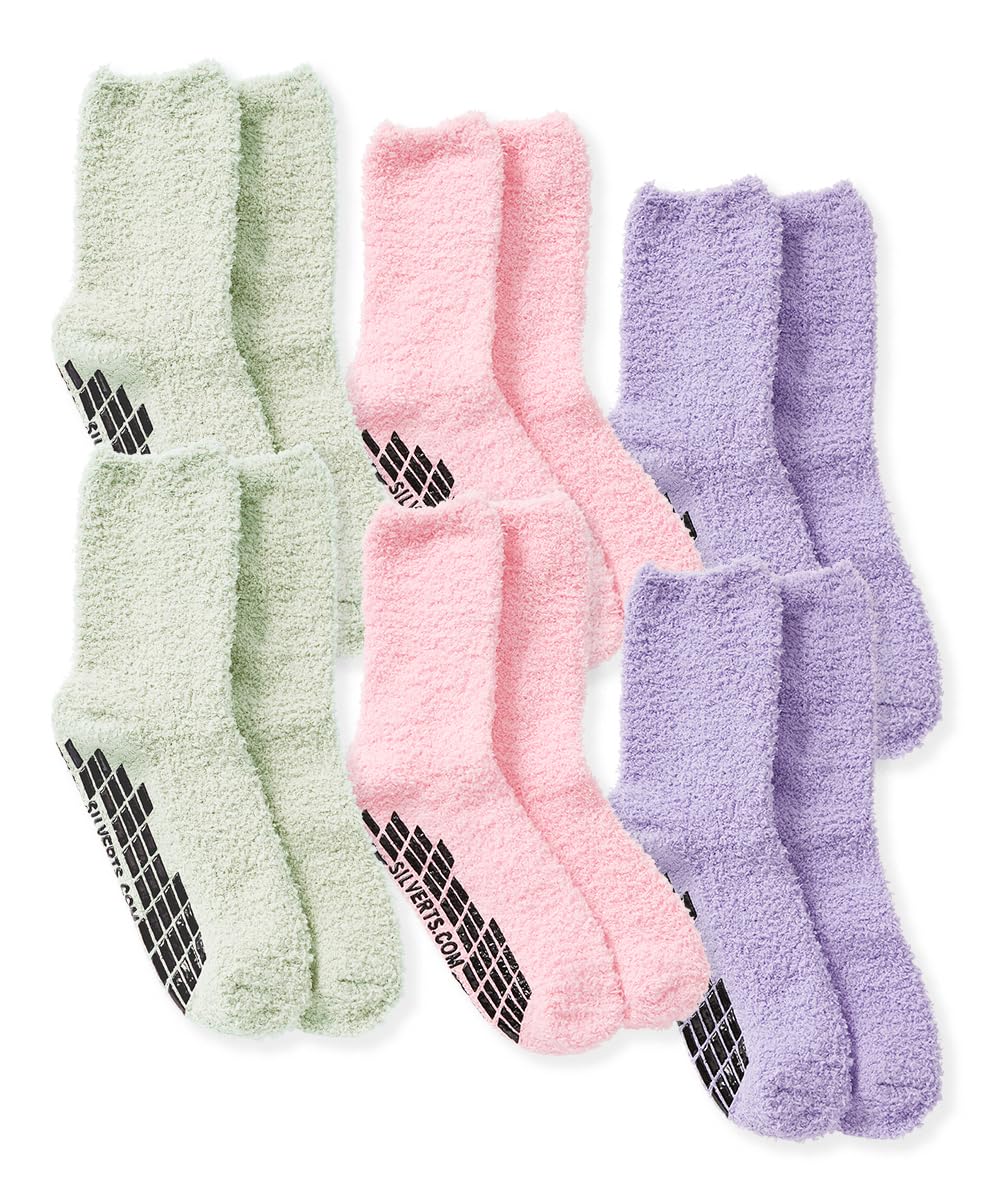 Silvert's non skid hospital socks 6-pack with anti-slip grip for safer indoor movement
