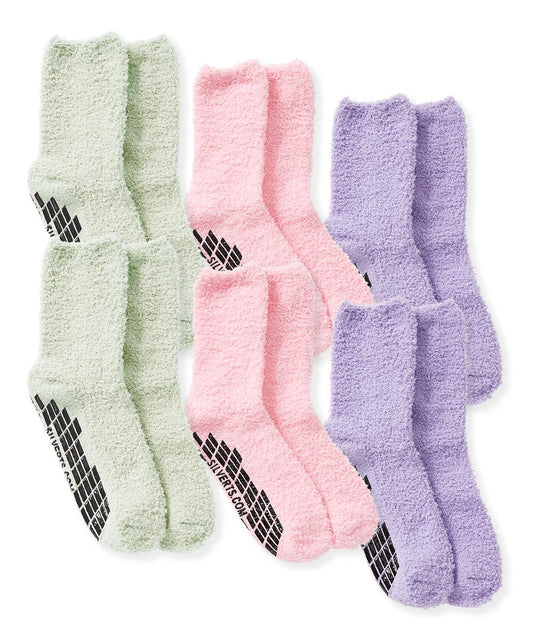 Silvert's non skid hospital socks 6-pack with anti-slip grip for safer indoor movement
