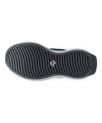 Non-slip rubber sole provides traction on indoor and outdoor surfaces.